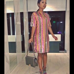 Sequin color block dress